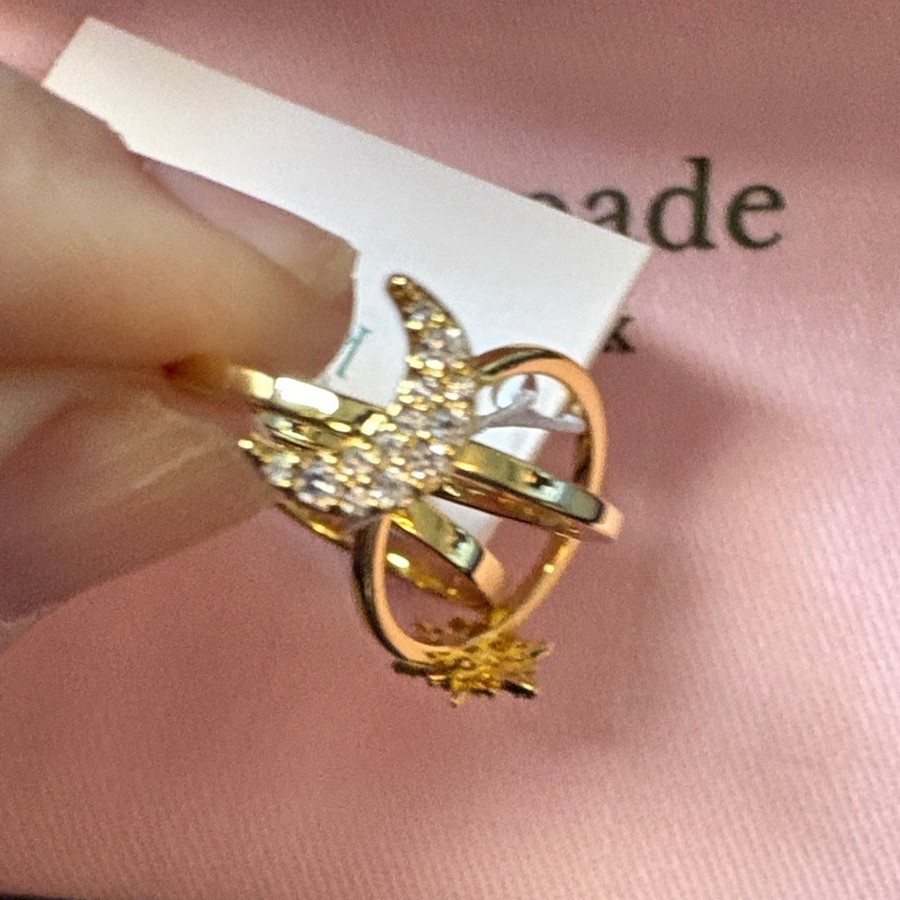 Kate Spade Gold and Pearl Starburst Ring Set- 3 separate rings that stack - Picture 5 of 8